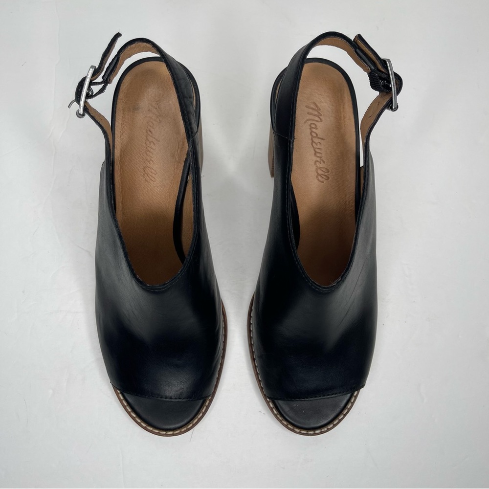 Madewell The Cary Sandal In Leather Open-Toe Heel Booties Size 9.5 - Picture 6 of 15